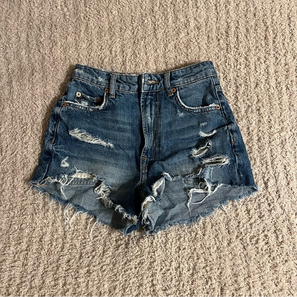 Zara Blue High Waisted Shorts size 0